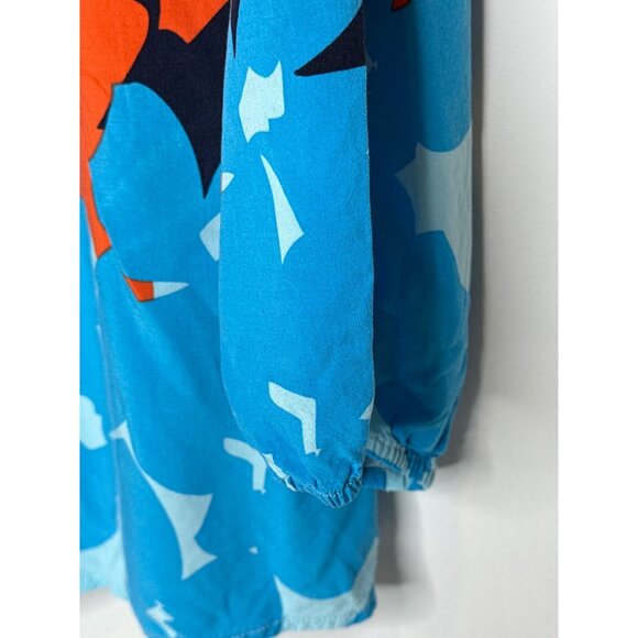 Crown and Ivy Top Womens Peasant 3/4 Sleeve Blue Orange Printed Plus Size 1X - Picture 4 of 12